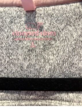 Vineyard Vines Girls Heather Gray Sweater Fleece Full Zip Jacket Pink Trim L 10-